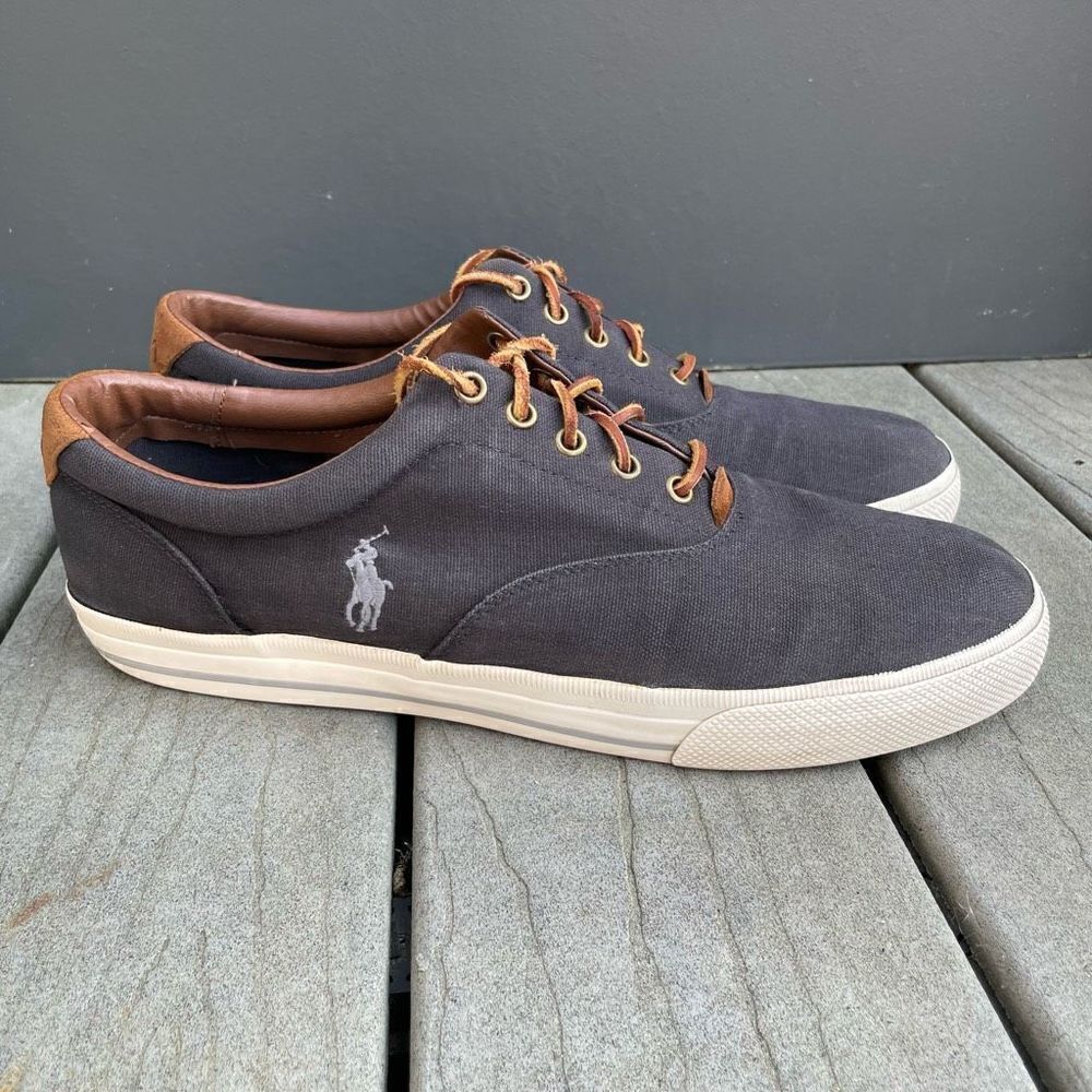 Polo Ralph Lauren Mens Size 14 Vaughn Denim Suede Oxford Canvas Casual Shoes